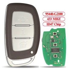 Jingyuqin 원격 자동차 키 알람 현대 아이오닉 2019 3 단추 스마트 엔트리 포브 433MHZ ID47 95440-G2100, 02 95440-G2100