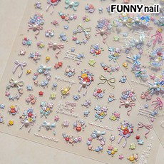 [퍼니네일] 플라워 네일스티커 3종 데코스티커 데이지 벚꽃네일 매화 생화 네일스티커 봄꽃네일, 1개, 엠보스티커 - 209