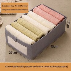 1PCS 보이는 옷장 스 주최자 청바지 옷 캐비닛 상자 보관 서랍 속옷 지 바지 티셔츠, Grey XL, 1