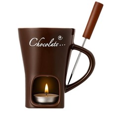 루루이즈 초콜릿 치즈 퐁듀 멜팅 머그잔 홈 파티 퐁듀팟, 1개, 브라운퐁당