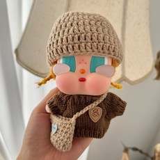 팝마트 크라이베이비 휴가 일기 인형옷 스웨터 모자 크로스백 방울목돌이 크리스마스 토끼인형, 아기가 없어요, 브라운 3피스 세트(모자+스웨터+크로스 백)