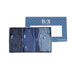 BAZIC 男款韓國製大尺碼印花四角褲 3入