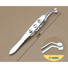 의료용 핀셋 포셉 드레싱 청소 집게 도구 치과 스퀴징 마이봄샘 안과 눈기름샘 눈꺼풀, 1개, 3*3