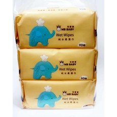 MB BABY 純水柔濕巾90抽，無酒精無香精，寶寶適用，溫和親膚, 3個, 90抽, 1g