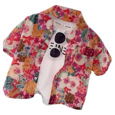 萱寶媽咪baby童裝館 兒童滿版印花短袖襯衫上衣