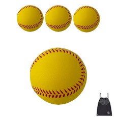 VITALO 말랑 소프트 야구공 안전 폼볼 연습용 캐치볼 실내 야외용 4P/10P+PGN짐쌕(블랙), 4개, 옐로우(Yellow)