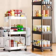 정리용품 이동식선반 조립식 수납 정리함 카트 5단, 1개, 4단 화이트