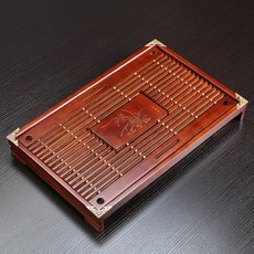 實木功夫茶盤 雙層抽屜 瀝水茶具託盤, 暗紅色蘭香 43*28*5.5cm, 1個