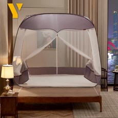 [모던 오리엔탈] 디자인모기장 원터치 몽골텐트 접이식, 설치불필요 방형 U문 흑연그린 회자, 폭 0.9m 길이 1.9m