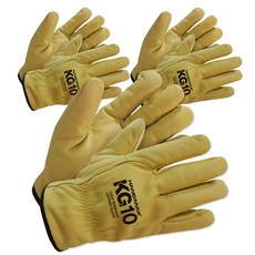 핸드맥스 KG10 고급 소가죽 방한 용접장갑 겨울철 보온 작업용, 노란색, 3세트