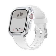 아이메이드잇 애플워치 호환 변색 없는 TPU 스트랩 + 케이스 세트 구성, 화이트