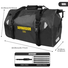 오토바이 방수 TailBag 여행 야외 건조 수하물 롤 팩 가방 20/66/100L 배낭 좌석, 01 carbon fiber 100L