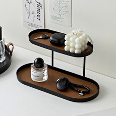 2단 화장품 향수 차키 트레이 진열장, 브라운