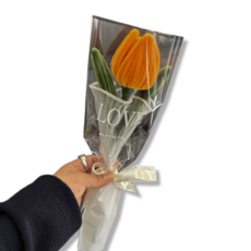 모루꽃 한송이 완제품 미니카드 증정, 오렌지, 1개