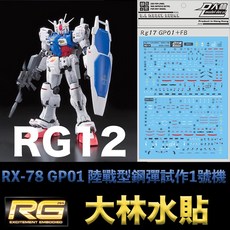 大林水貼 BANDAI 鋼彈UC RG 1/144 RX-78 GP01 陸戰型鋼彈試作1號機, 1個