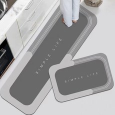 주방 발매트 미끄럼방지 싱크대 규조흙방수매트 1+1 2종 세트, 1세트, 그레이
