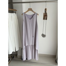 Yellwel 여름 투피스 V넥 원피스 여성 민소매 롱드레스 DJP