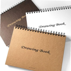 학생공책 스프링 드로잉북 스케치북 스케치 노트 무지 공책 3P, 크라프트