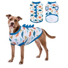 UNIPUP UPF 50+ 자외선 차단 강아지 셔츠 - 대형견용 남아용 민소매 쿨링 조끼 재미있는 공룡 뿔이 있는 빠른 건조 반려동물 티셔츠 자외선 차단 통기성 강아지 옷, 블루