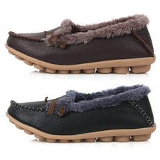 천연가죽 여성 모카신 털단화 털운동화 슬리퍼 m612
