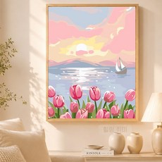 감성 페인팅 넘버 DIY 유화 키트 30x40 집꾸미기 인테리어 그림 그리기 세트 초보자용, 1개, 튤립