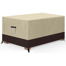 ABCCANOPY 파티오 커피 테이블 커버 야외 비스트로 방수 및 방진 자외선 차단 36x22x18 인치 베이지 브라운, Beige Brown, 36" x 22" (Square)
