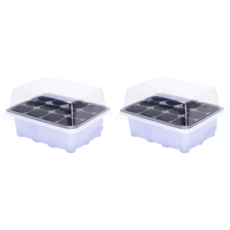 NOV- 뚜껑 모종 트레이 12구 발아 트레이 미니 화분 씨앗 모종판, 2개