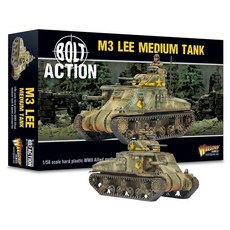 Warlord Bolt Action M3 Lee 미디엄 탱크 1:56 테이블 탑 미니어처 - 플라스틱 페인트 가능한 2차 세계 대전 군인 세트 도색되지 않은 28mm 밀리터리
