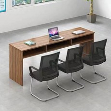 格森大會議室桌椅組閤實木辦公桌 - 現代公司員工學習培訓臺雙人長條會議桌
