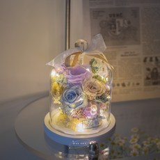 DAY OFF 永生花夜燈燈盅 永生玫瑰 玻璃鐘罩 聖誕節禮物 乾燥花 交換禮物 婚禮小物 生日禮物 七夕, 暮光玫瑰