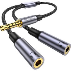 MOSWAG 헤드폰 분배기 2 TRRS 헤드폰용 3.5mm 남성2 여성 오디오 잭 어댑터 두 개의 헤드셋 또는 마이크와 호환 PC 노트북 스마트폰 PS4 PS5용, 10 Inch/25 cm, Black