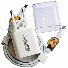 초고속 국산충전기 아이홈 Gan65W 30W 20W C타입 PD PPS 60W블레이디케이블 CtoC 240W LED초고속충전케이블, 1세트, 화이트 30W 태극기에디션