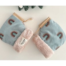 아기 겨울 킥보드 장갑 자전거 핸드워머 유아 방한장갑, 1개, 무지개-스카이
