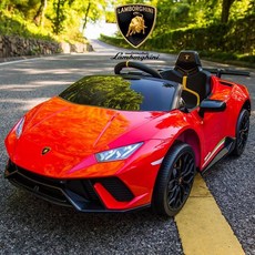 람보르기니 정품 인증 어린이 전기 자동차 아기 2인승 붕붕카 선물 유아 4륜 전동차 조카 푸쉬카, 람보르기니정품/4륜구동+리튬배터리+스윙+가죽시트, 레드 / 폭발방지소프트휠