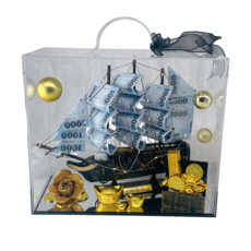 鈔票船 有錢花帆船 帆船鈔票 情人節禮物 鈔票帆船 父親節禮物 材料包 DIY創意禮物, 通用款-鏡面透明壓克力-百寶鈔票船, 1套