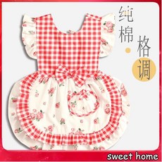 兒童圍裙 春夏季田園公主風 無袖罩衣 寶寶反穿衣 防水防油純棉吃飯衣