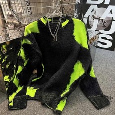 EHLM 大碼圓領毛衣男 美式設計感破洞流蘇磨毛針織衫 秋冬寬鬆大尺碼針織外套