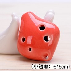 短嘴陶笛 6孔陶笛 六孔陶笛 中音 釉色陶笛 陶土 釉色 C調 陶瓷陶笛 水滴型陶笛 國樂, 紅, 1個