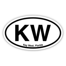 KW Key West FL 플로리다 타원형 비닐 자동차 범퍼 창문 스티커 7.6cm x 5cm 416531, Small - 3" x 2"