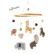 [정글스튜디오] 동물 우드 모빌 신생아 아기 침대 감성모빌 아기방 꾸미기