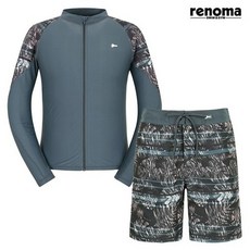 레노마수영복 남성 비치 트로피컬 집업 래쉬가드 세트 (RN-MS2F701_DG)