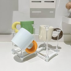 접이식 컵 거치대 물컵 커피잔 유리컵 건조 수납 거치대 컵걸이 물컵수납정리대, 1개, 물컵 거치대_투명
