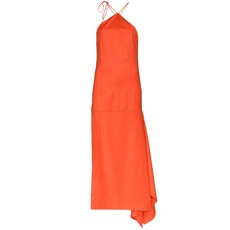 마테리엘 비대칭 헴 홀터 넥 드레스