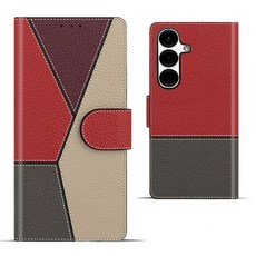 갤럭시점프4 M366 - 큐비크 천연소가죽 패턴 다이어리 카드수납 3장 지폐수납 핸드폰케이스
