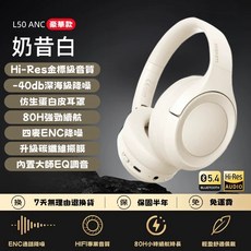 無線耳罩式藍芽耳機 立體重低音降噪 可折叠收納 頭戴式電競耳機, 主動降噪/80小時續航/可插電腦用【白】,保固六個月+耳機保護套
