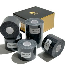 MehrWert 키네시올로지 근육 스포츠 테이핑 테이프, 블랙, 6개