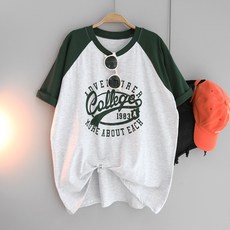달콩 여성 빅사이즈 루즈핏 롱티 캐주얼 어드벤처나그랑반팔티