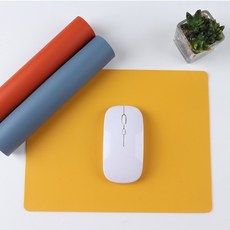 雙面皮革滑鼠墊 防水桌墊 筆記型電腦適用 辦公用品 質感皮革 耐磨防滑 加大尺寸+雙面黃色+60x30cm 無車縫 配綁帶, 1個, 雙面黃色:60x30cm 無車縫 配綁帶