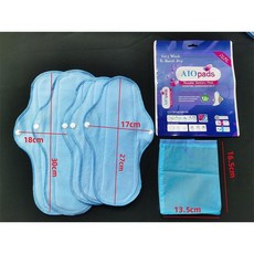 AIOpads 可洗衛生巾 日夜兩用, 1個, 1套, 6件套藍色 3片17 27cm 2片18 30cm 1個防水袋 10–17 歲少女 學生