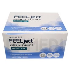 필텍 인슐린 주사기 31G 1ml 100개입, 1박스